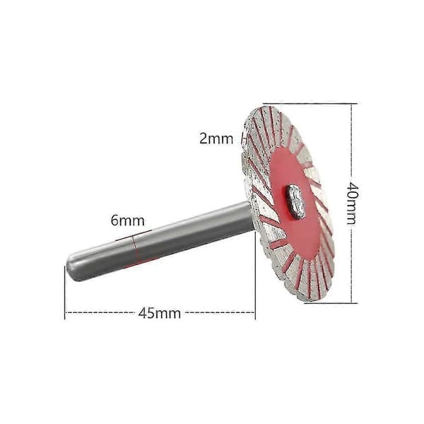 40 mm diamantskive med 6 mm skaft til gravering og skæring af fliser, granit, marmor, keramik