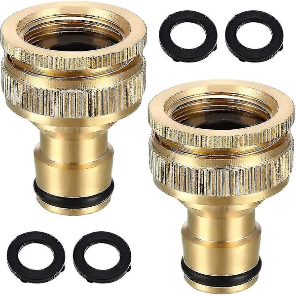 Sæt med 2 messing haveslange konnektor hane adapter 1/2\" og 3/4\" slange hane gevind adapter til køkken havehane hane bedste gave(kui)