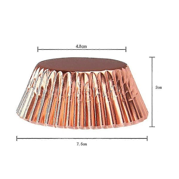 Cupcakeforme, Muffinsforme, Bageforme til Bryllupper, Fødselsdage, Babyshower, 5*3cm, Rosenguld, 100 stk