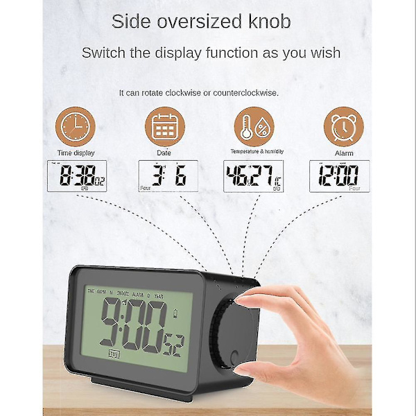 Digital alarmklokke, LCD-klokke for soverom, elektronisk bordklokke med temperaturvisning, seng