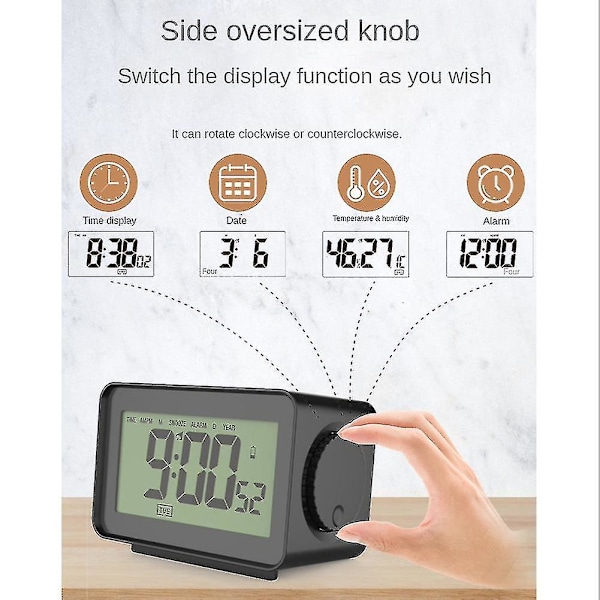 Digitalt vækkeur, LCD-ur til soveværelse, elektronisk bordur med temperaturvisning, seng