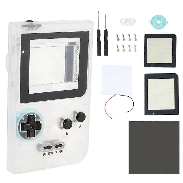 DIY-skalbyte för Gameboy Pocket-spelkonsol för GBP-skal med knappar Kit klasslins transparent vit