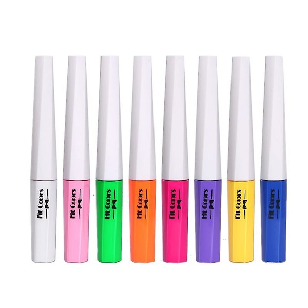 8 Färger Neon Eyeliner Set, Matt Flytande Eyeliner Lysande Neon Eyeliner UV Glow Eyeliner, Fluorescerande Ögon Ansikte Kroppsmålning Makeup