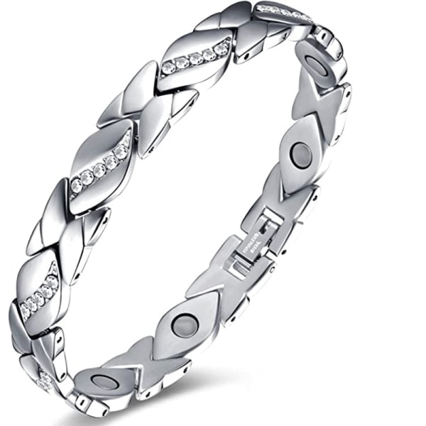 Magnetiskt armband i rostfritt stål, silver, för snabb viktminskning