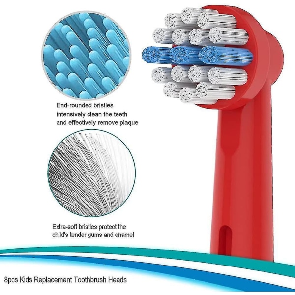 8-pack børnetandbørstehoveder, der er kompatible med Oral B elektrisk tandbørste -