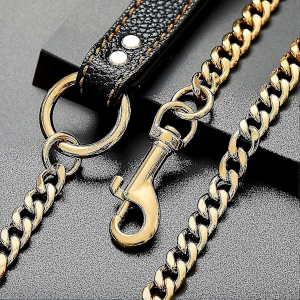 Kæde Hundetov Metal Tyggefast Hundetov, Læderhåndtag Heavy Duty kædehund, Med Polstret Håndtag