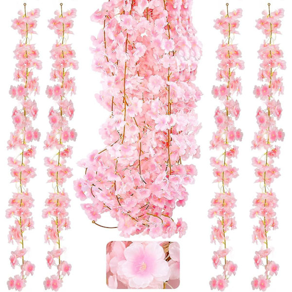 Galaxy Set 4 x 1,7-1,8m Konstgjorda Sakurablommor Girlang Hängande Silkeblommor