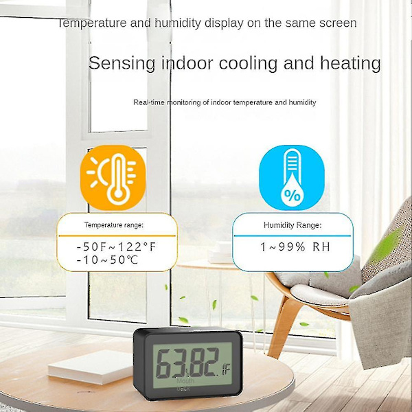 Digital alarmklokke, LCD-klokke for soverom, elektronisk bordklokke med temperaturvisning, seng