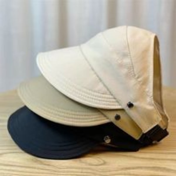 Solhatt med öppen topp, sommarhatt med brett brätte för solskydd, justerbara utomhuskepsar för kvinnor