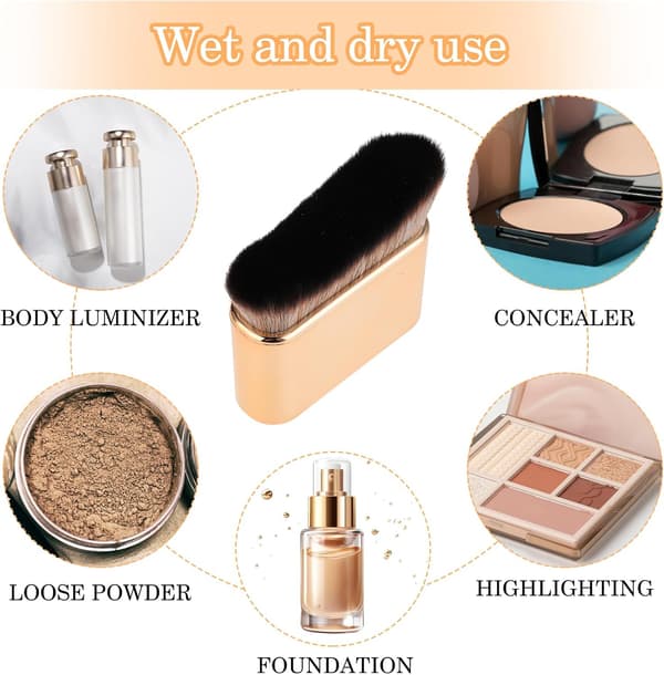 Blød kropsmakeupbørste, bærbar ansigtsbørste, velegnet til krops- og benmakeup (rosaguld)