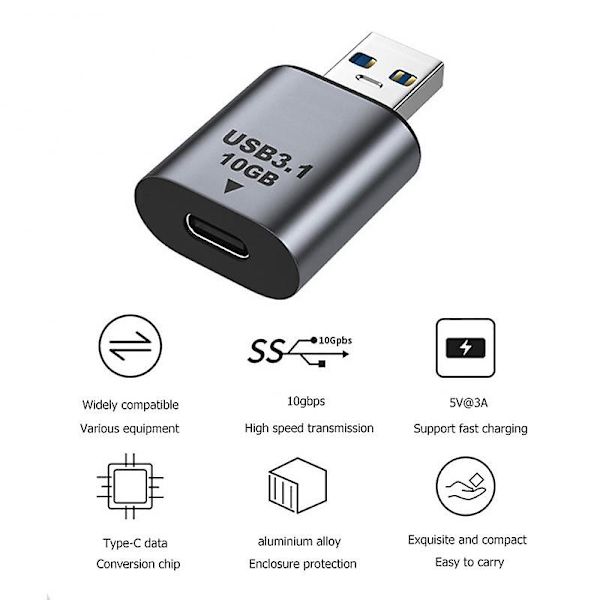 Usb 3.1 till Usb 3.1/typ C-adapter Minihane till Honadapter Usb3.1 Gen 2 Laddningsdata Hög hastighetsöverföringskontakt 10gbps