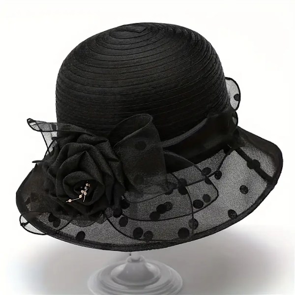 Solhatter med polkadotter Elegant netting Pustende bryllupshatter Trendy reise- og strandhatter for kvinner, daglig bruk