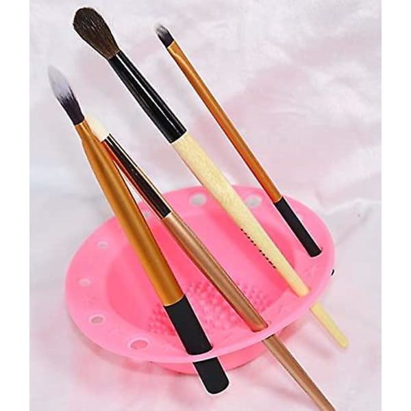 Silikonborste Rengöringskopp Tvätthjälpmedel Kosmetika Makeupborsthållare Skrubb Rengöringsplatta Silikon Makeupborste Rengöringsmatta (rosa) 1 st