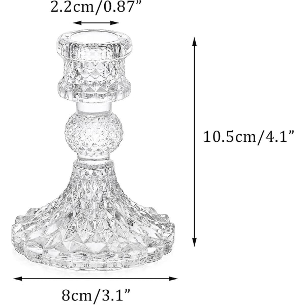 Krystalglas lysestager sæt med 2, dekorativ lysestage Klart glas konisk lys