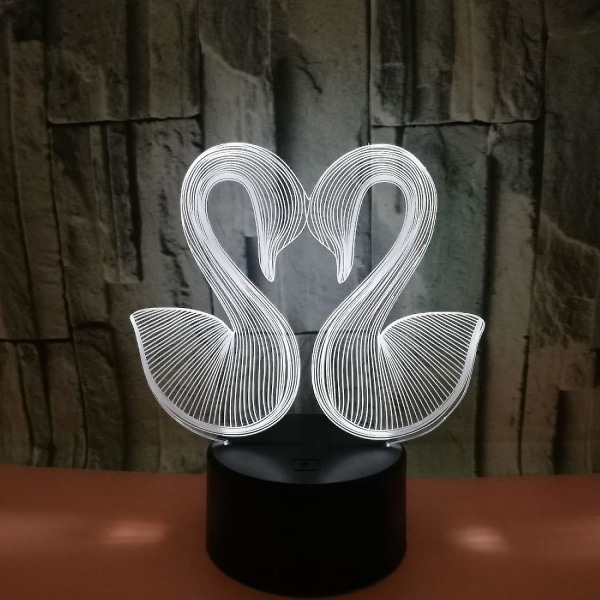 Qinwei 3d Illusion Lamp Led Swan Night Light Eläinlelut Love Couple