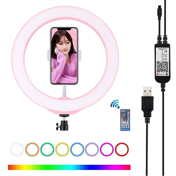 PULUZ 10,2 tommers 26 cm USB RGBW dimmbar LED-ringlys