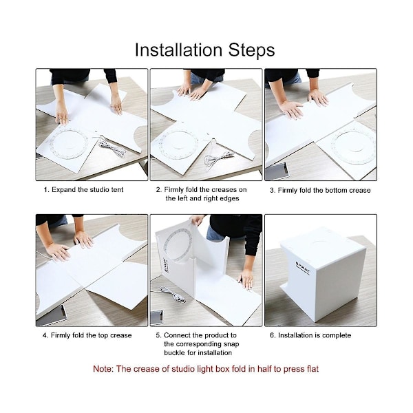 23X23X24cm Enkelt sammenleggbart studio med 1 ring, 72 LED-lamper, mykt lysbord med 6 fargede bakgrunner