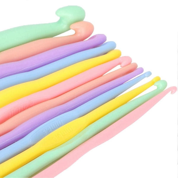 12 st DIY-virkade krokar Stickningsset Färgglada Plastvirkningsnålar Set YEMAA