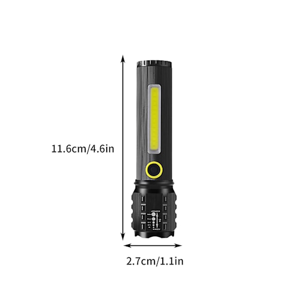 Aluminiumlegering USB utomhusladdningsficklampa Långdistans starkt ljus Camping och vandring LED teleskopzoom Hög ljusstyrka ficklampa