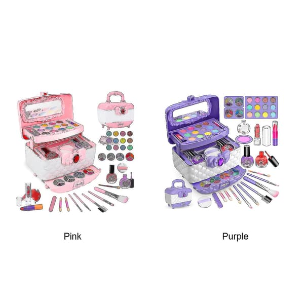 Børns vaskbare makeup piggelegetøj - Pigemakeupsæt til børn Makeupsæt ægte/JT Pink