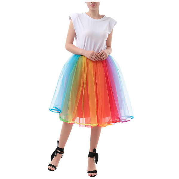 Kvinder nederdel Dame Tutu Sød tyl Sød regnbuefarvet boldkjole Mode festnederdel