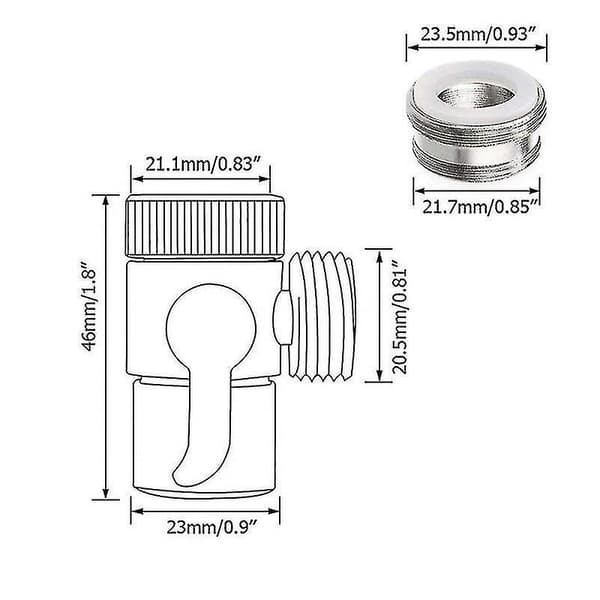On/off Vandhane Adapter Afleder Aflederventil (sølv) (1 stk)