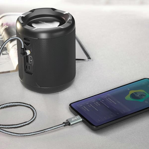 USB-C til Jack 3.5mm 4-polet Han-stik Vinklet Nylon 1.5m Sort