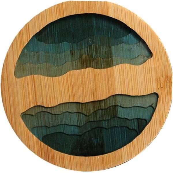 Luonnonpuusta valmistettu pyöreä teekuppimatto epoksihartsi, läpinäkyvä taidekäsityö, vihreä) (2 kpl)