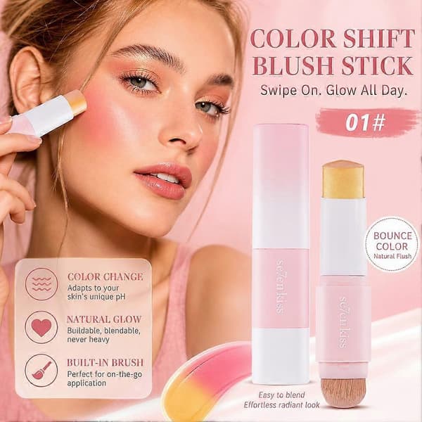 Multifunktionel Blush Stick, Farveskiftende Blush Stick Gold