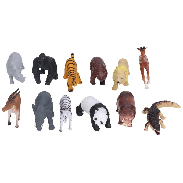 12 Stk Dyremodel Simulering Unikt Jungle Dyresæt Børnelegetøj kagedekoration
