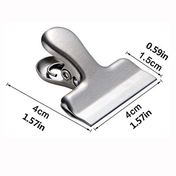 10 kpl pussinpuristimet, ruostumaton teräs 1,5'' pienet bulldog-klipsit