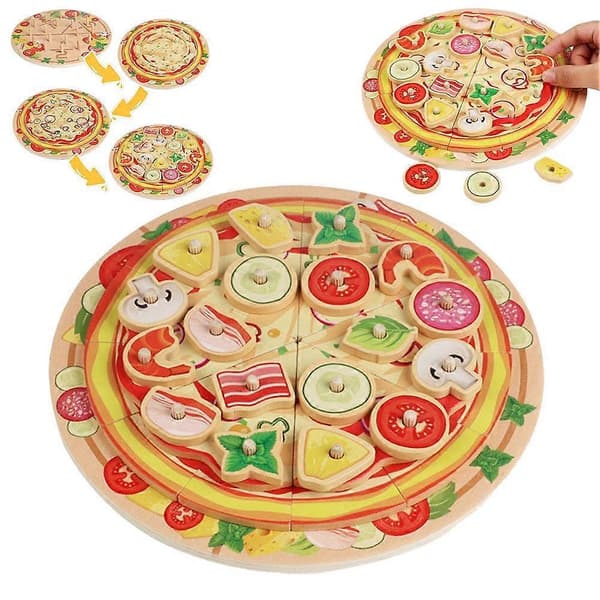 Lasten puinen keittiölelu DIY-simulaatio monikerroksinen pizzanvalmistuspeli