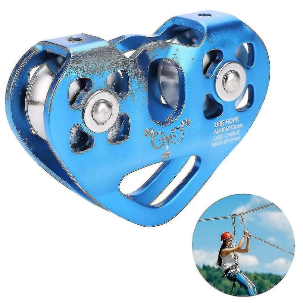 Kaksoisvaunun nopeuspyörä: Tandem Rescue -kiipeily kuulalaakerilla - Yksi alumiininen kiinteäsilmäinen kiipeilypyörä, sininen