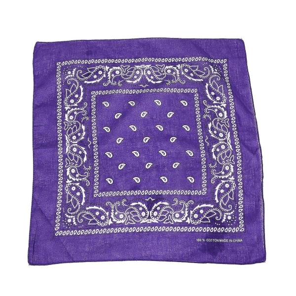Violetti bandanahuivi, jossa on neliömäinen mustavalkoinen kuvio molemmilla puolilla (violetti)