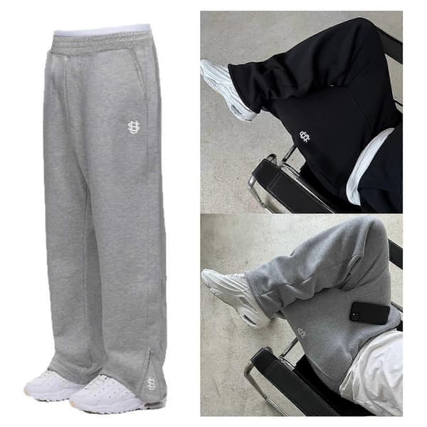 Enfärgade lediga herrbyxor, elastisk och bekväm midja, slitstarkt polyestertyg. Dark gray L