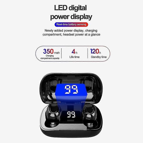 L21pro Bluetooth-kompatible 5.0 Stereo Trådløse Øretelefoner med Digitalt Display Ladeboks