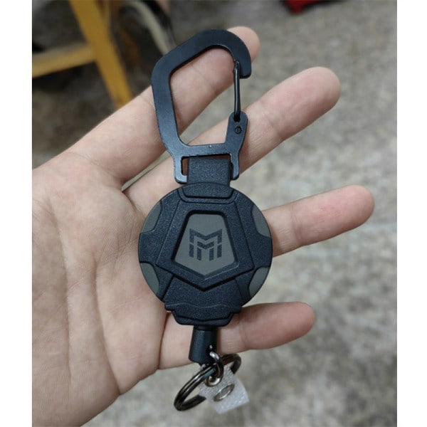 Uniclife Infällbar Nyckelring Märkeshållare - Rostfri Fjäder, 80 cm Stålkabel, Karbinhake och Nyckelring, Upp till 226g St