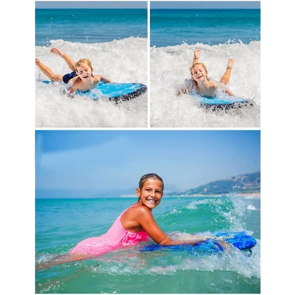 Uppblåsbar surfbräda med handtag, lätt simning, flytande surfbräda Hjälpplatta Lär dig simma, material, surfing med strandsäkerhetstema (1 st, blå)