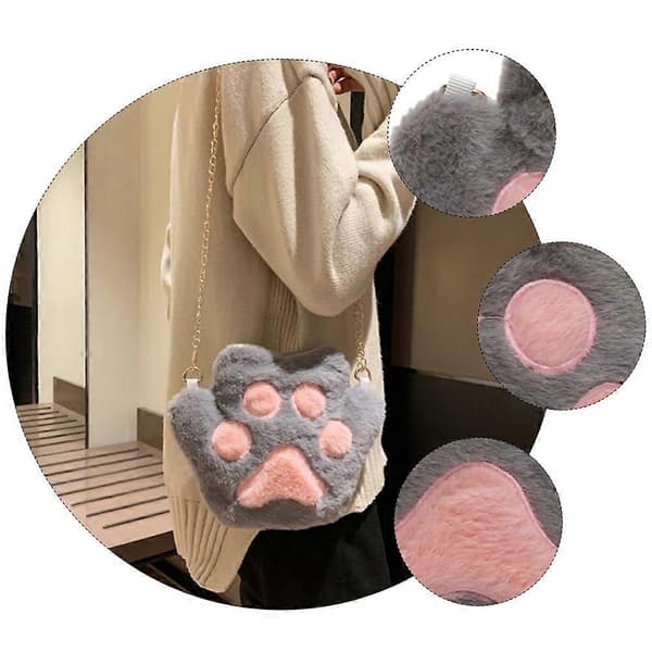 Tecknad tassformad plyschplånbok, grå, kompatibel med datumlagring, 1-pack