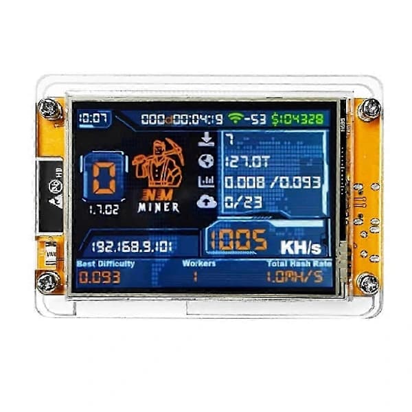 NMMiner NerdMiner V2 Hashrate 1000KH/S ESP32 2,8 tums smart display Crypto Solo Lottery Bitcoin ESP3