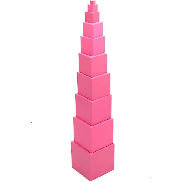 Vaaleanpunainen torni | Puiset Pink Tower Pinoaminen Blocks | Pinottava lelu Esikoulupeli Lasten matematiikan opetustyökalu Lasten pöytä Tee itse - syntymäpäivälahja lapsille