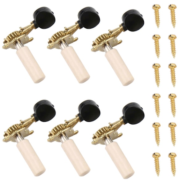 6PCS Guitar String Button Gold Steel Column Single Hole Folk Instrument Tuning Pegs