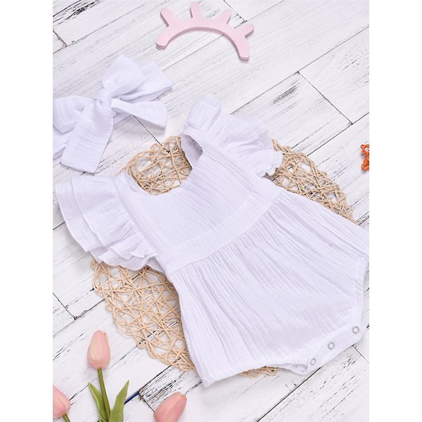 Nyfödd flicka sommar kläder set jumpsuit spädbarn romper pannband outfit