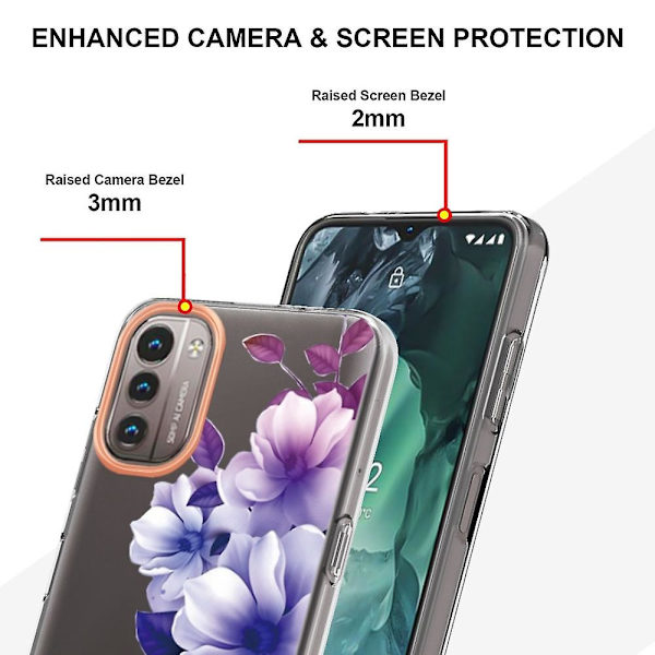Nokia G21/G11 YB IMD-8 -sarjan kukkakuvioinen pehmeä TPU-kotelo, sähköpinnoitettu IMD-sormenjälkiä hylkivä suojus