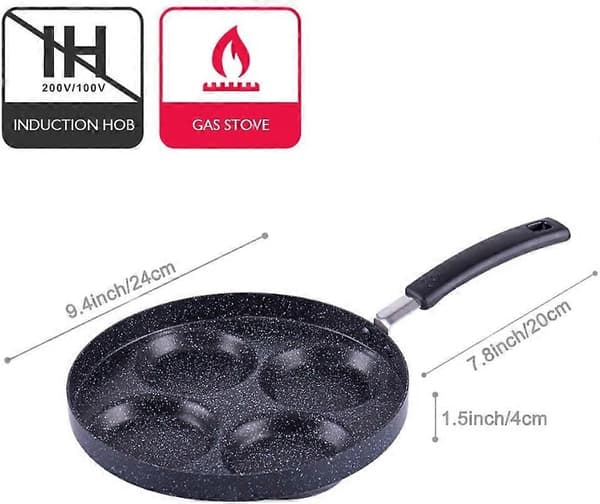 Aluminium 4-kopps stekepanne for egg, non-stick eggkokerpanne