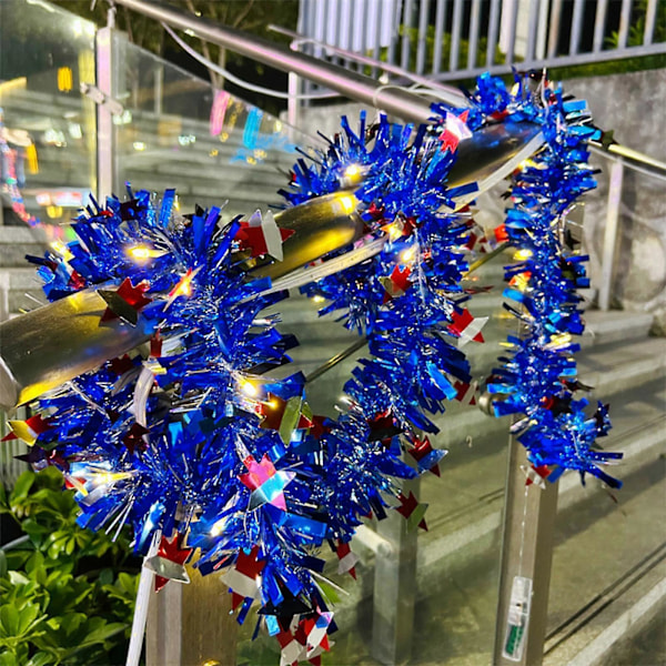 Julepynt 2 meter Patriotisk Garland Rød Hvid Blå Folie Garland Skinnende Hængende Dekorationer Til Uafhængighedsdag Mindedag Cel