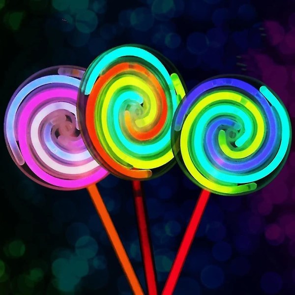 Glow In The Dark Lollipop Wand Sticks,revolving Lollipop Glow Sticks Fluorescent Party Carnival Dance For Kids Adults Concert Atmosphere Props Birthda