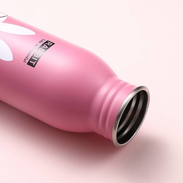 1 pakke rustfrit stål vandflaske fødevarekvalitet vakuumisoleret 450 ml sportsdrikflaske med lækagesikkert låg og sødt dyremønster fire mønstre Pink