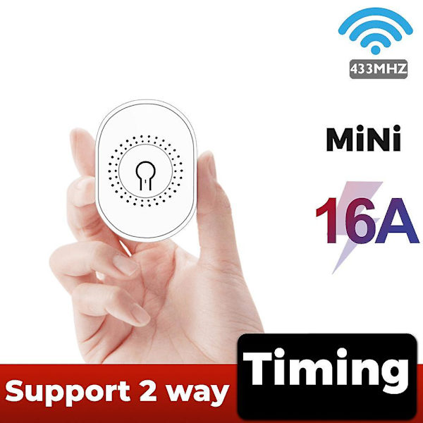 Corui 16a Mini 433mhz To-vejs Tænd/sluk-kontakt Trådløs Fjernbetjening Passer Til Timingsfunktion