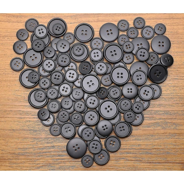 100 store sorte knapper til gør-det-selv syning Skræddersyet håndværksfrakketøj (25 mm)